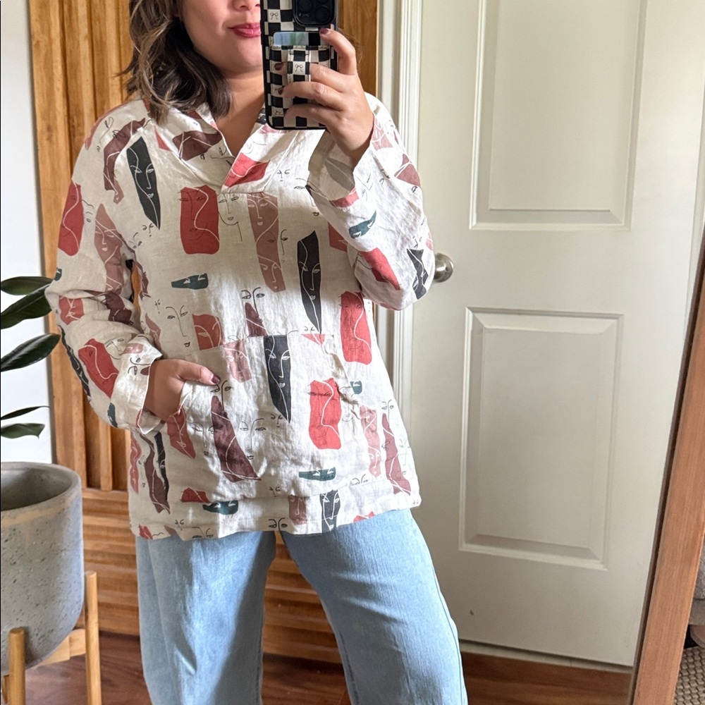 KOZAN Oversized Abstract print Tunic Top. Size S